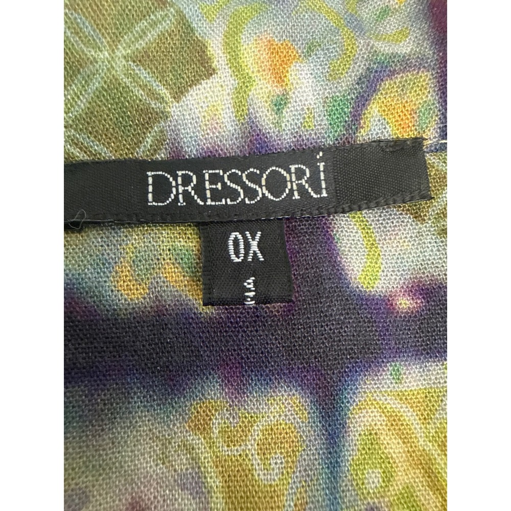 Dressori Womens 0X Purple Yellow Tie Dye Floral Medallion Button Front Tunic Top - Picture 5 of 5
